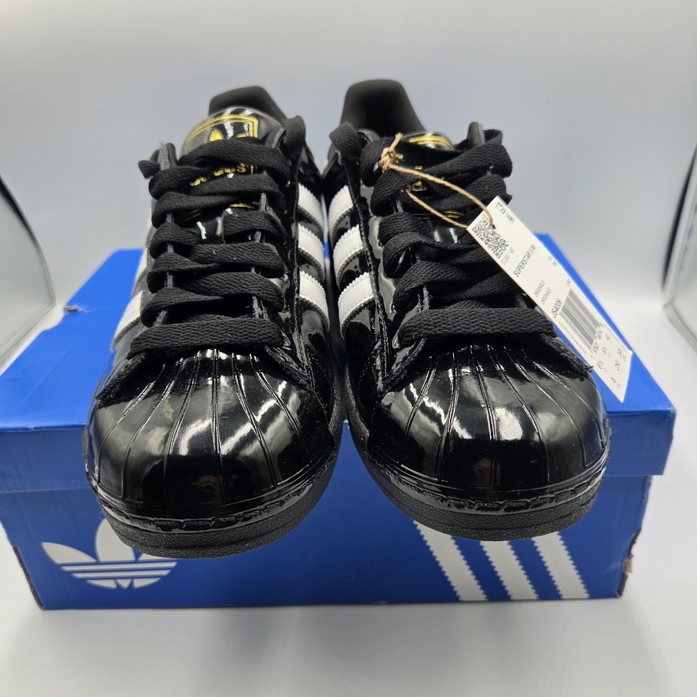 Women's Size 8 Adidas Superstar II W Black White Gold JS4009 New In Box - Picture 3 of 8